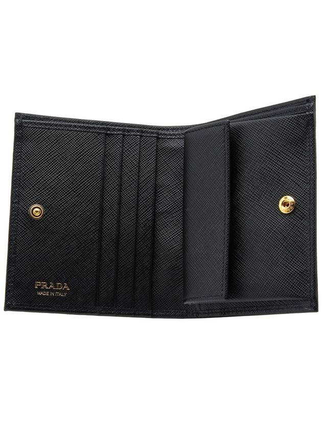 Saffiano Metal Logo Gold Fold Wallet Black - PRADA - BALAAN 5