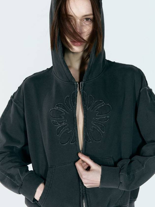 Mugung Vintage Two-Way Zip-Up Hoodie Charcoal - ULKIN - BALAAN 2