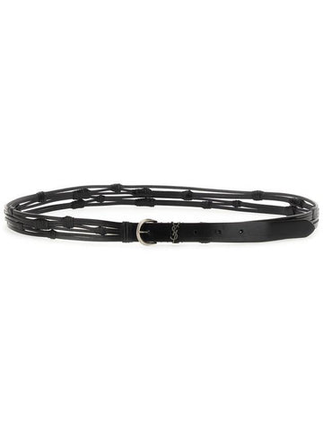 Men's Croissant de Rune Leather Belt Black - SAINT LAURENT - BALAAN 1