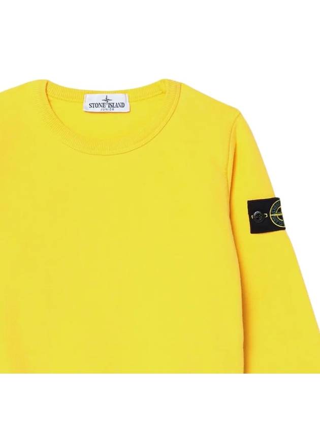 Kids Wappen Patch Organic Cotton Fleece Sweatshirt Yellow - STONE ISLAND - BALAAN 5