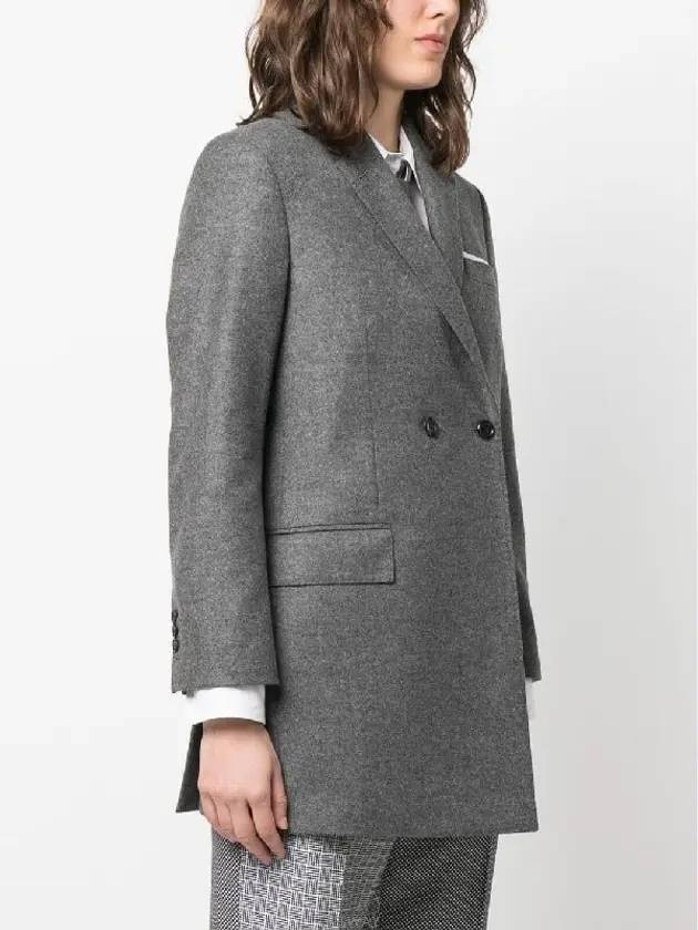 Women's Flannel Sports Wool Double Coat Medium Grey - THOM BROWNE - BALAAN 3