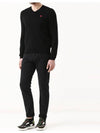 Small Red Wappen Black VNeck Knit P1N052 1 - COMME DES GARCONS - BALAAN 5