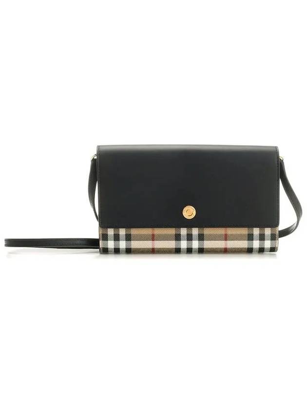 Detachable Strap Checked Leather Wallet Cross Bag Black - BURBERRY - BALAAN 2