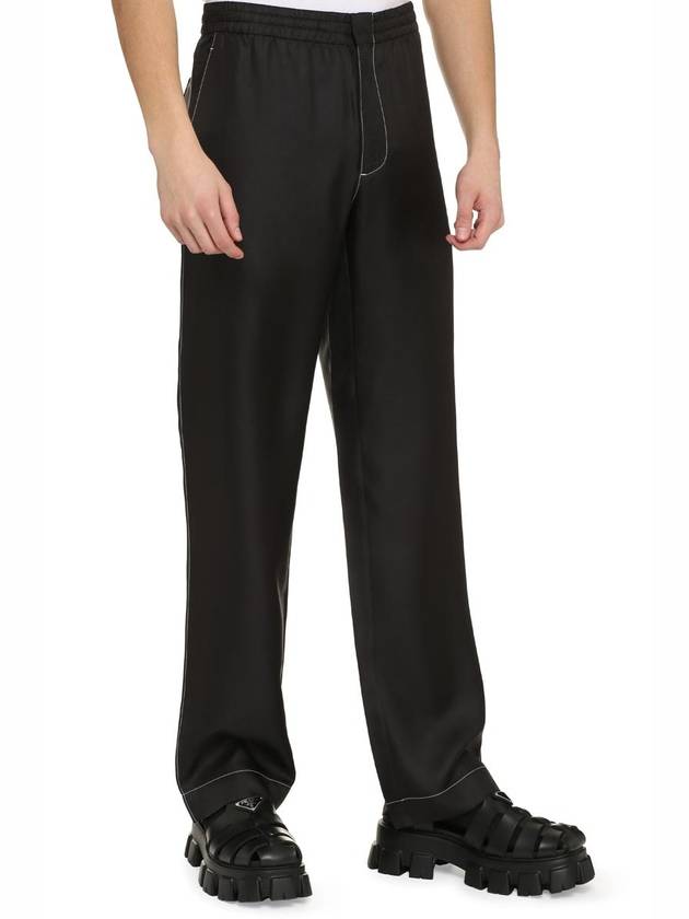 Stitched Silk Straight Pants Black - PRADA - BALAAN 4