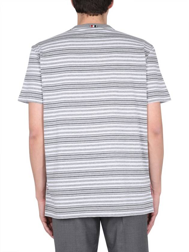 Men's Striped Midweight Jersey Short Sleeve T-Shirt Grey - THOM BROWNE - BALAAN 4