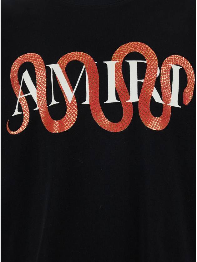 'Snake' Black Crewneck T-Shirt With Maxi Logo Print On The Front In Cotton Man - AMIRI - BALAAN 3