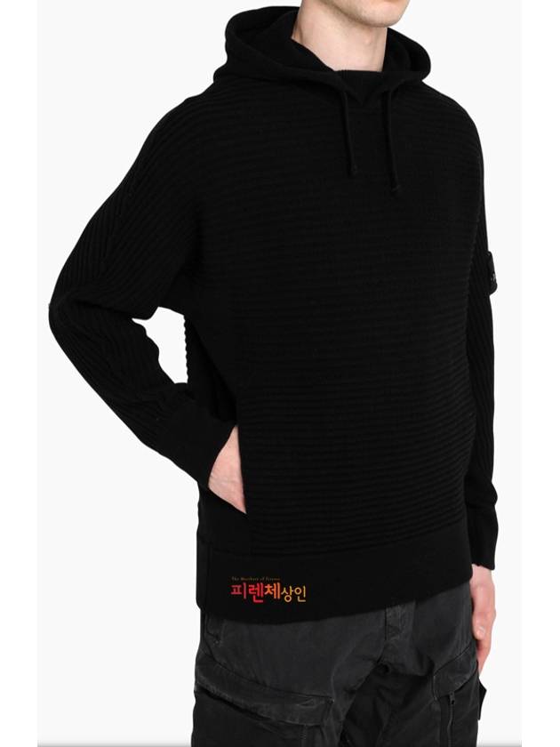 Waffen Knit Hoodie Black - STONE ISLAND - BALAAN 5