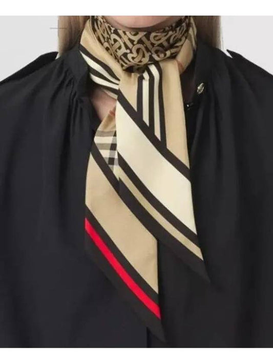 Montage Print Silk Skinny Scarf Archive Beige - BURBERRY - BALAAN 2