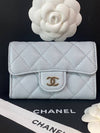 Classic Snap Knock Tok Card Wallet Light Sky Blue Gold AP0214 - CHANEL - BALAAN 1