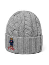 Polo Bear Cable Knit Beanie Grey - POLO RALPH LAUREN - BALAAN 3