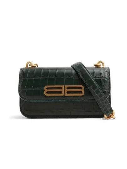 Crocker Leather Gossip Shoulder Bag Green - BALENCIAGA - BALAAN 2