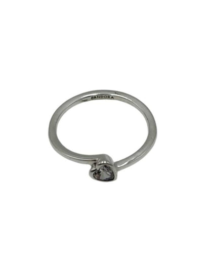 Clear Tilted Heart Solitaire Ring Silver - PANDORA - BALAAN 2