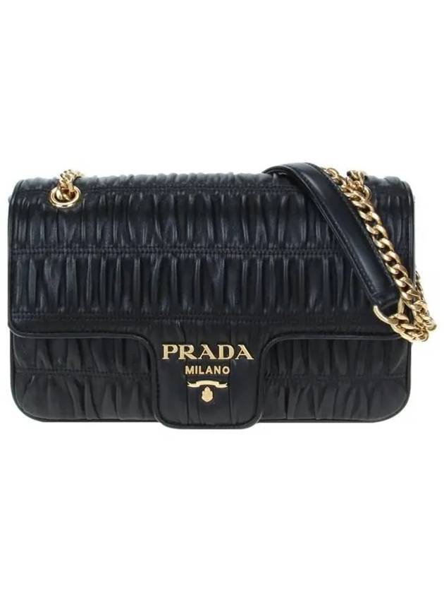 Goffre Leather Chain Shoulder Bag Black - PRADA - BALAAN 2