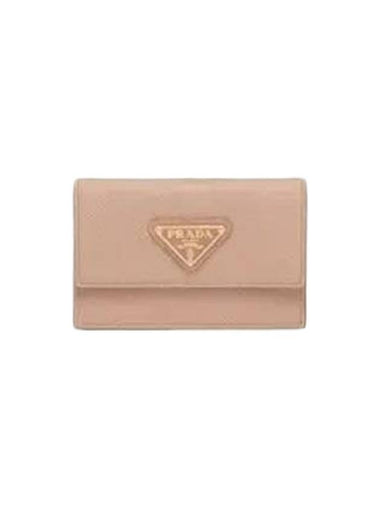 Saffiano Leather Card Wallet Powder Pink - PRADA - BALAAN 1