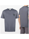 Logo Patch Short Sleeve T-Shirt Blue Grey - STONE ISLAND - BALAAN 3