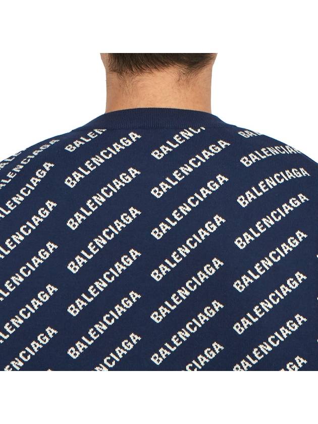 Allover Logo Crew Sweatshirt Navy - BALENCIAGA - BALAAN 8