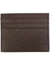 Logo Leather Card Wallet Brown - PRADA - BALAAN 4