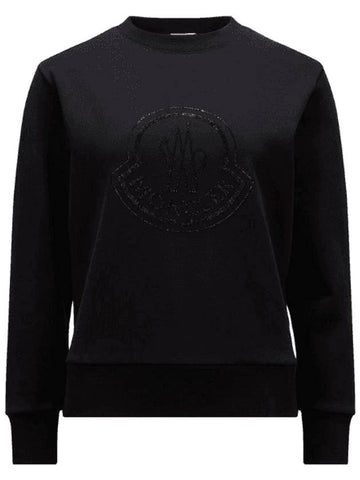 Crystal Logo Sweatshirt Black - MONCLER - BALAAN 1