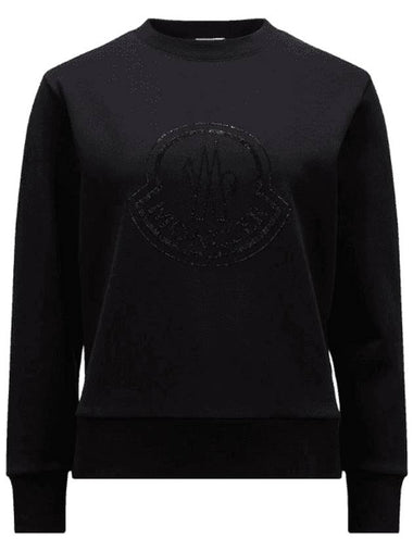 Crystal Logo Sweatshirt Black - MONCLER - BALAAN 1