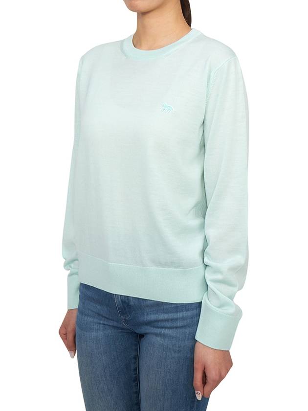 Women's Baby Fox Patch Regular Knit Top Mint - MAISON KITSUNE - BALAAN 3