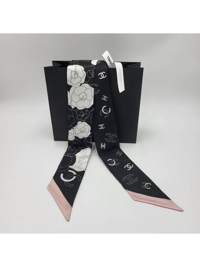 Camellia Twilly Silk Muffler Black Pink - CHANEL - BALAAN 2