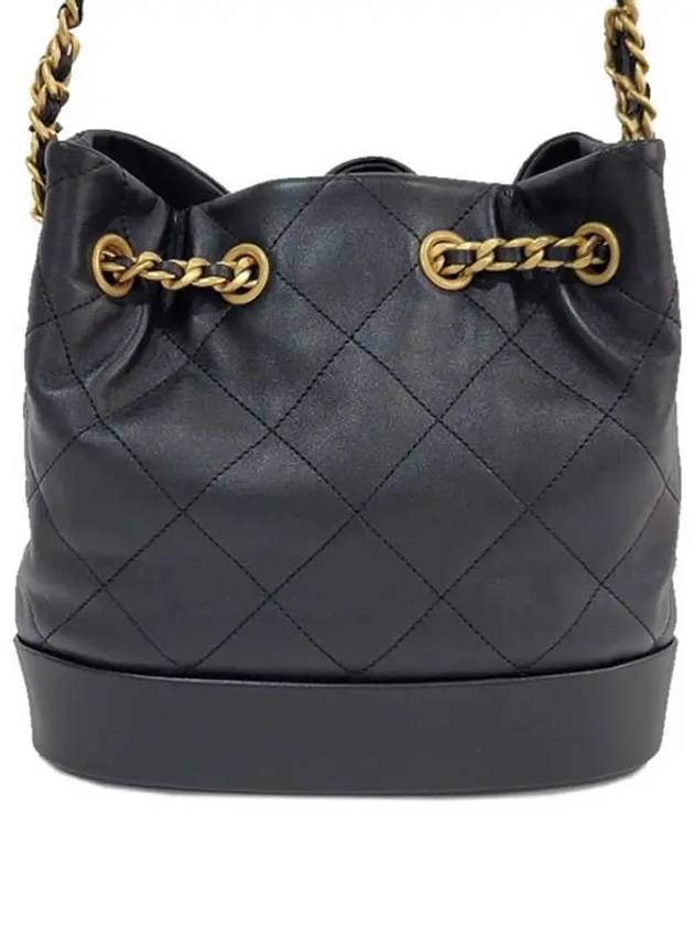 Women's KLEINE Small Leather Bucket Bag Black Gold AS4647 B13658 94305 - CHANEL - BALAAN 5