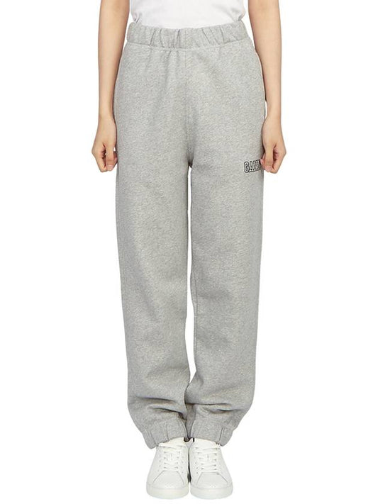 Side Logo Cotton Jogger Track Pants Grey - GANNI - BALAAN 2