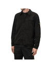 Organic Cotton Shirt Zip Up Jacket Black - STONE ISLAND - BALAAN 3