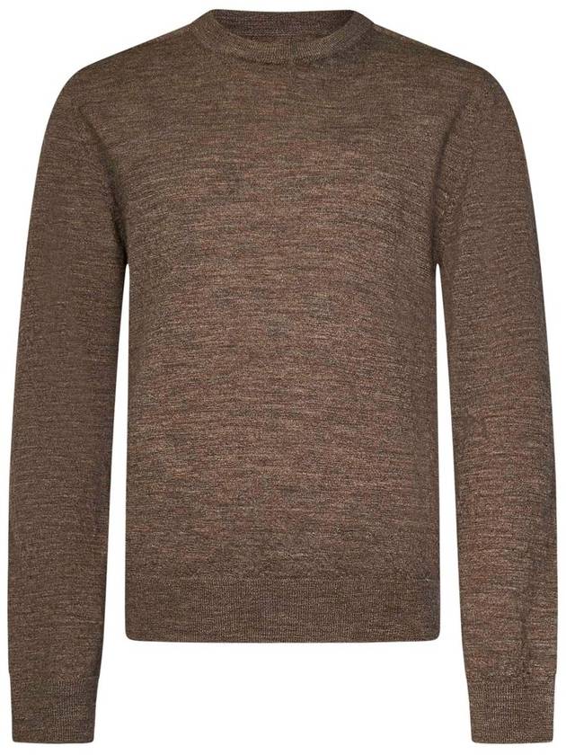 Elbow Patch Crew Neck Knit Top Hazelnut - MAISON MARGIELA - BALAAN 1