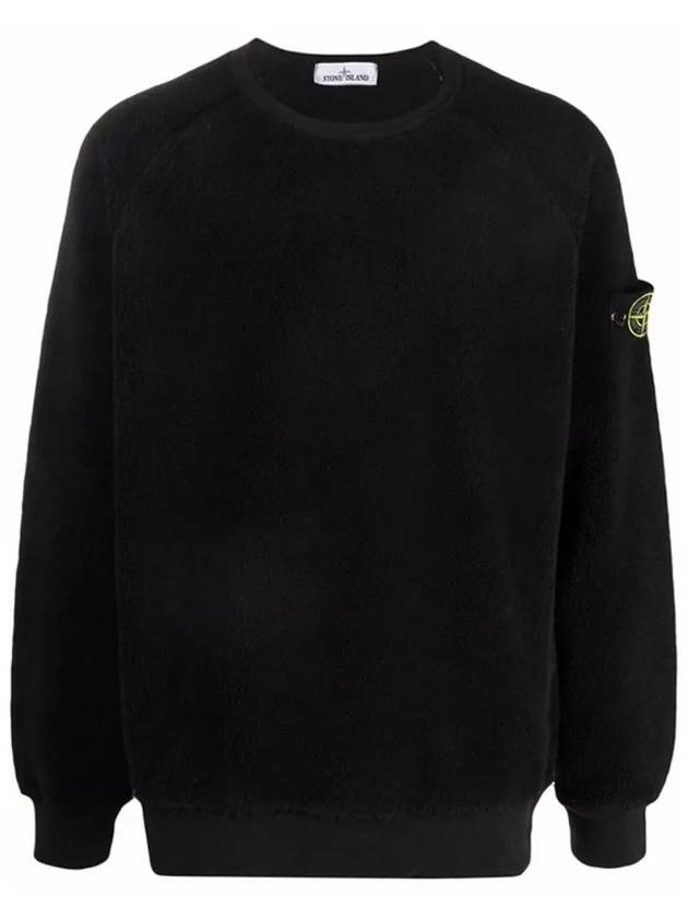 Wappen Patch Shearling Sweatshirt Black - STONE ISLAND - BALAAN 2