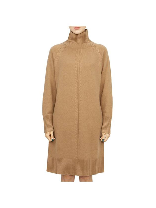 Zerbino Turtleneck Collar Short Dress Brown - MAX MARA - BALAAN 1