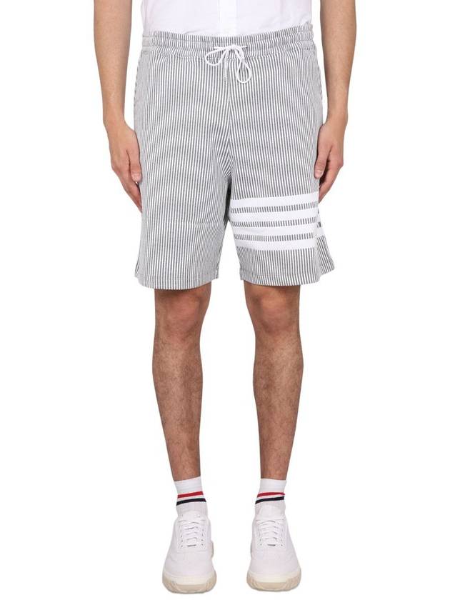 Seersucker Loopback 4-Bar Sweat Shorts Light Grey - THOM BROWNE - BALAAN 2