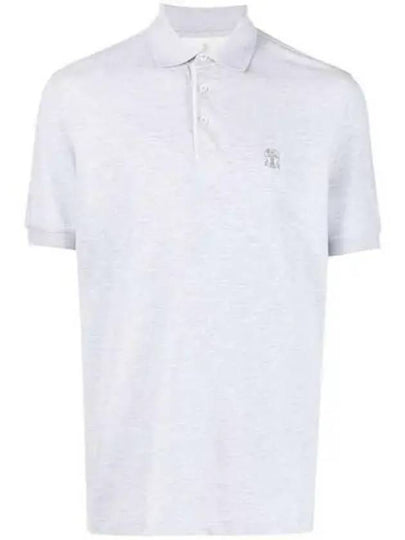 Mini Logo Short Sleeve Polo Shirt Grey - BRUNELLO CUCINELLI - BALAAN 2