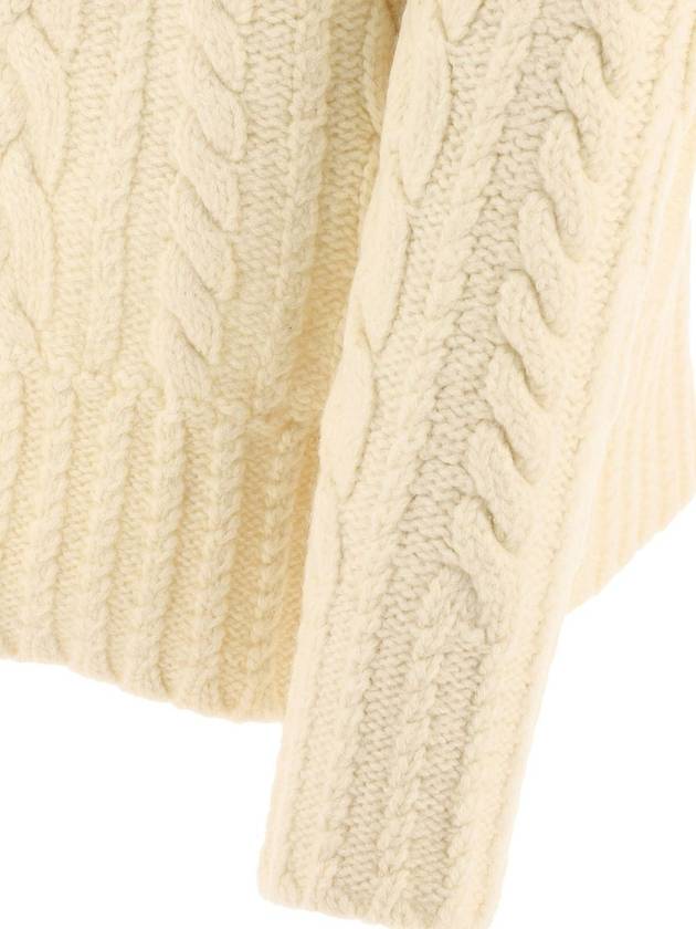 cable V-neck knit cardigan cream - AMI - BALAAN 7