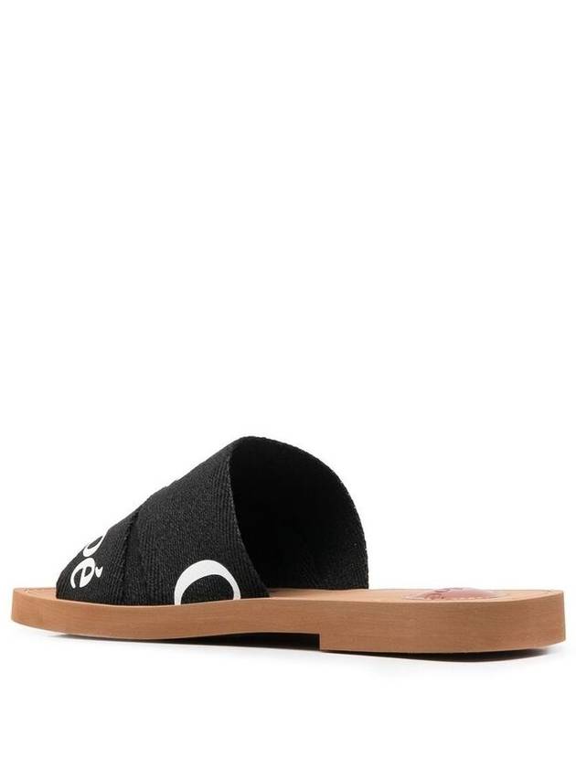 Woody Logo Flat Mule Slippers Black - CHLOE - BALAAN 3