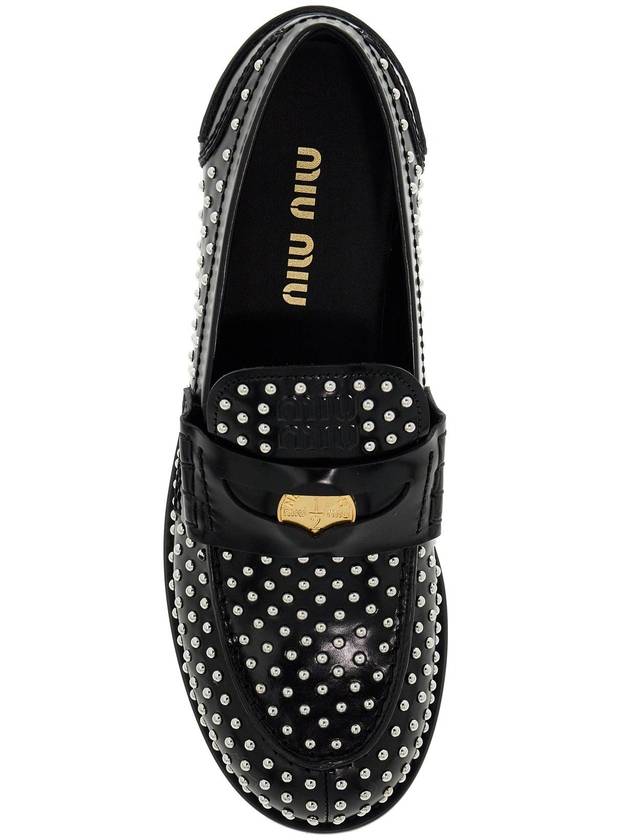 studded brushed leather penny loafers - MIU MIU - BALAAN 2