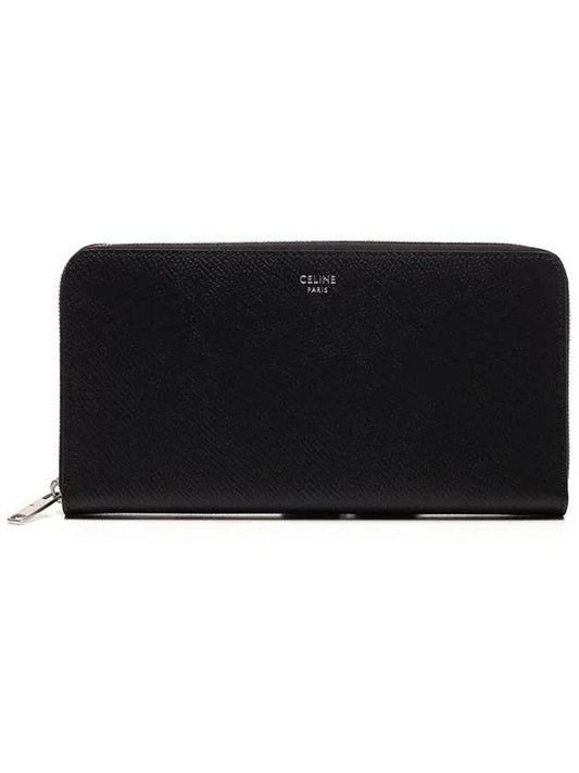 Large Zipper Grain Calfskin Long Wallet Black - CELINE - BALAAN 1