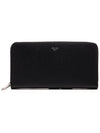 Large Zipper Grain Calfskin Long Wallet Black - CELINE - BALAAN 1