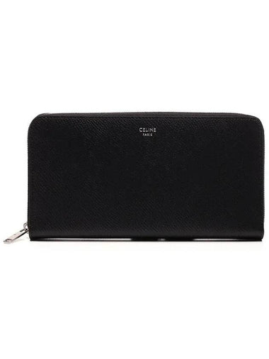 Large Zipper Grain Calfskin Long Wallet Black - CELINE - BALAAN 1