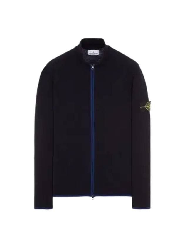 Compass Patch High Neck Stretch Wool Zip Up Cardigan Navy - STONE ISLAND - BALAAN 2