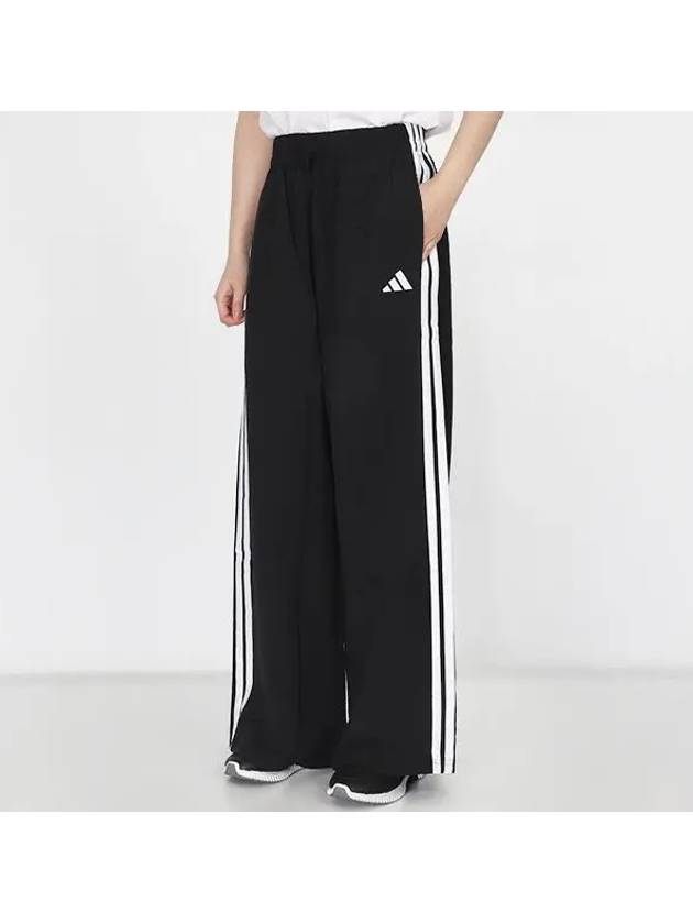 Essentials 3 Stripes Woven Parachute Wide Track Pants Black - ADIDAS - BALAAN 2