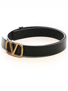 Gold V Logo Signature Leather Belt Black - VALENTINO - BALAAN 5