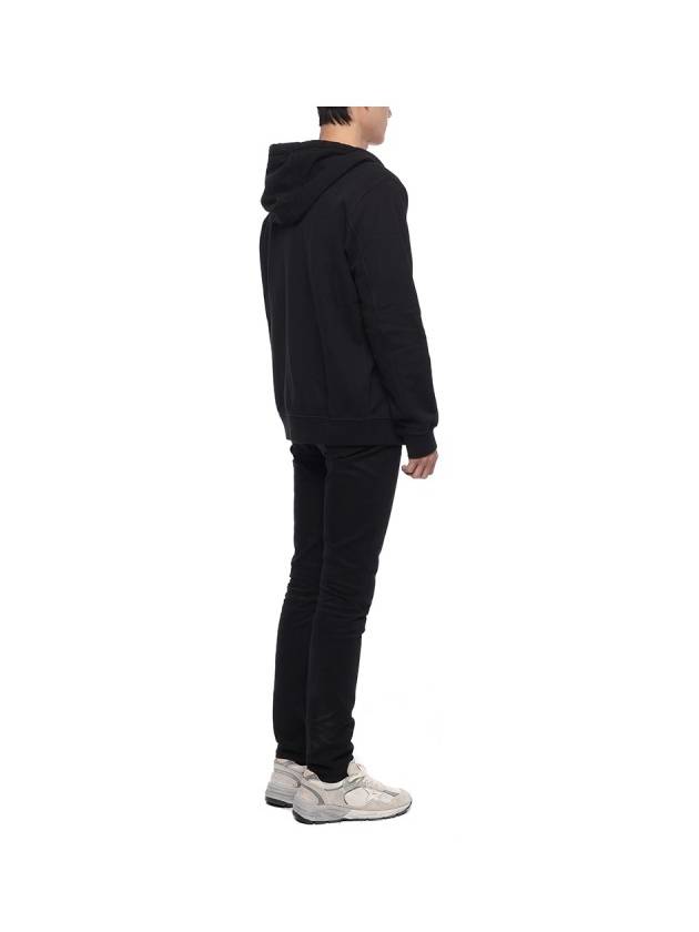 Wappen Patch Cotton Zip Up Hoodie Black - STONE ISLAND - BALAAN 7