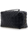 Intrecciato Leather Pouch Black - BOTTEGA VENETA - BALAAN 3