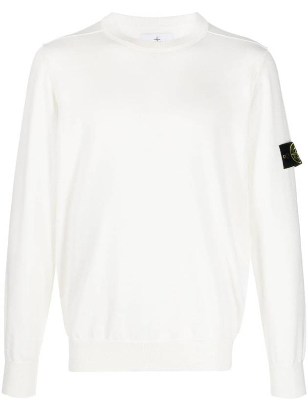 Crewneck Soft Cotton Knit Top White - STONE ISLAND - BALAAN 2