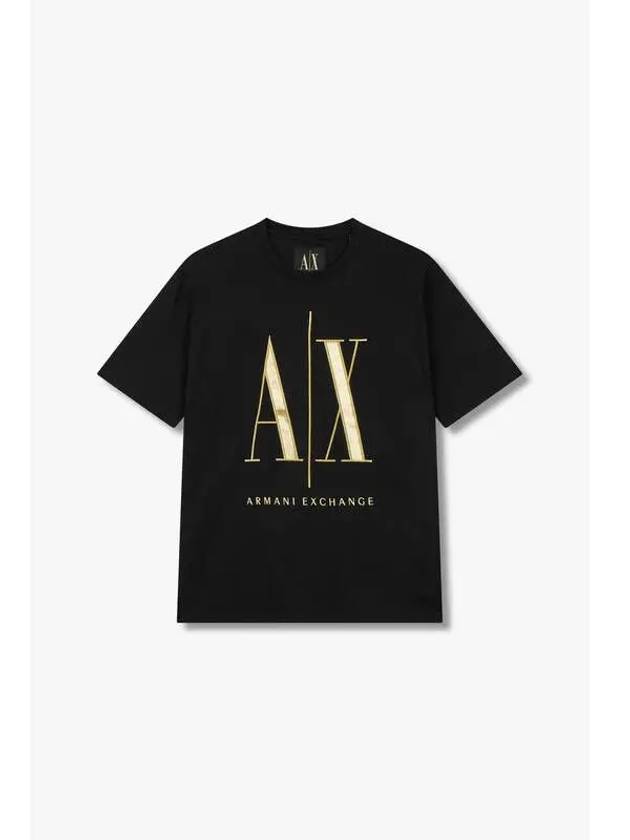 Men s Shining Logo Crew Neck T Shirt Black - ARMANI EXCHANGE - BALAAN 1