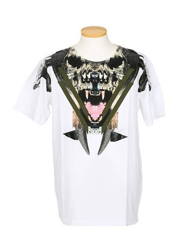 Marceloblon 1035 0100 PONTOET Pink Tongue White Short Sleeve TShirt - MARCELO BURLON - BALAAN 1