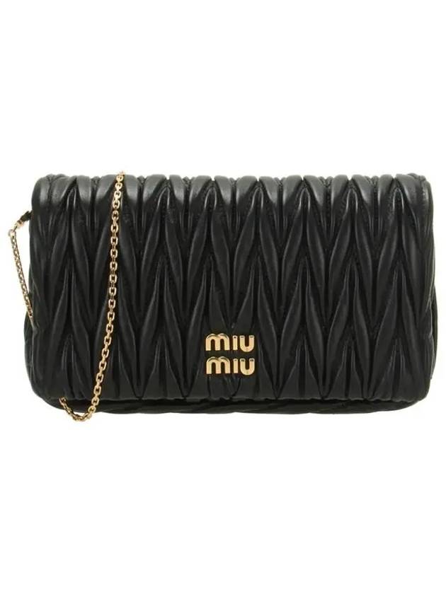 Matelassé Chain Nappa Leather Mini Shoulder Bag Black - MIU MIU - BALAAN 1