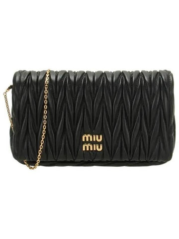 Matelassé Chain Nappa Leather Mini Shoulder Bag Black - MIU MIU - BALAAN 1