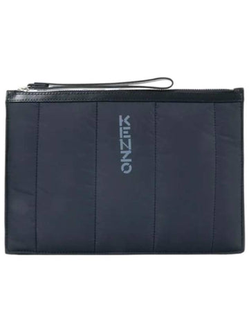 Logo Strap Clutch Bag Navy - KENZO - BALAAN 1